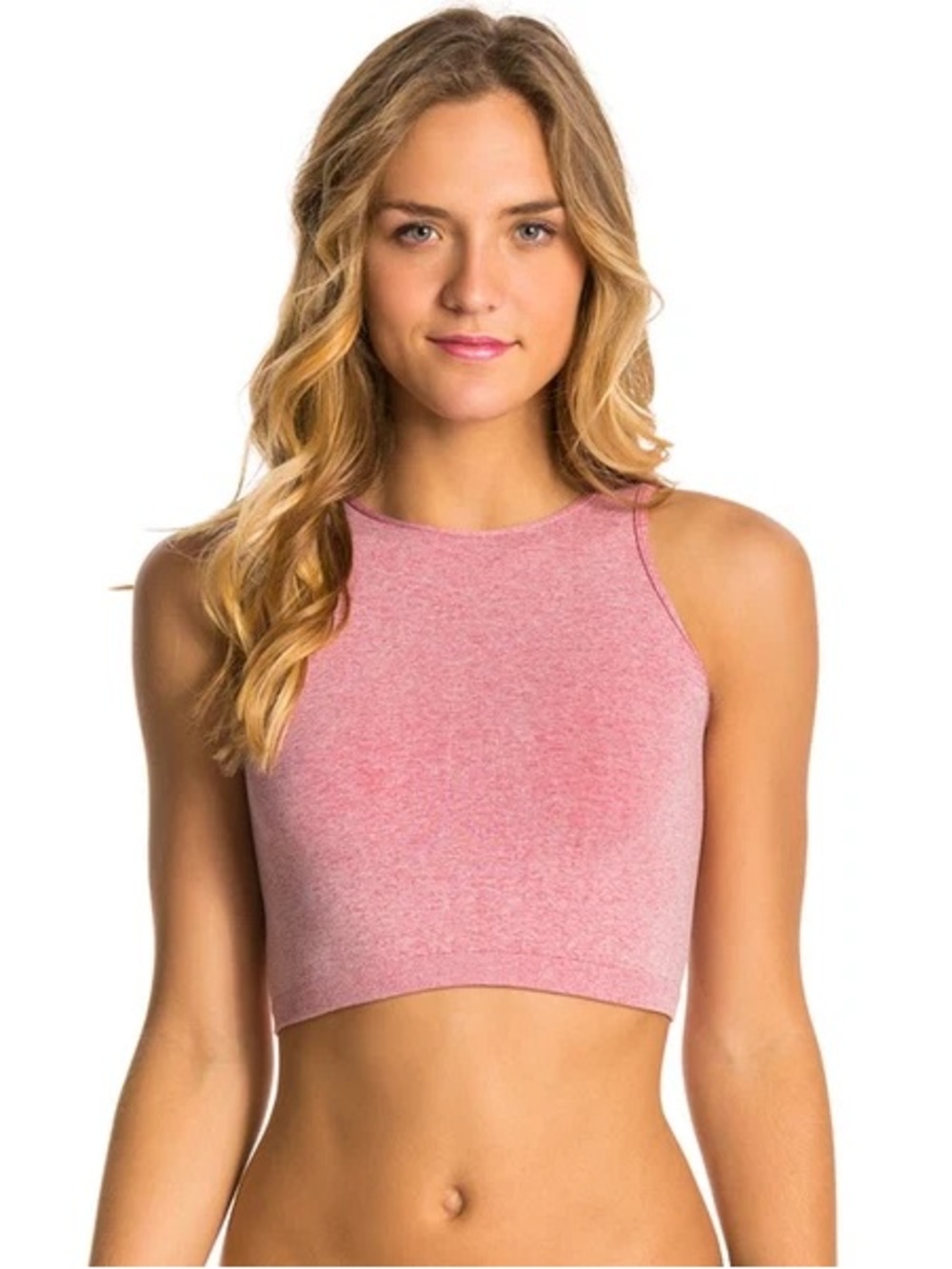 Free People Intimately Heathered Mauve Seamless High Cut Cropped Tank Top